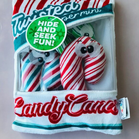 Outward Hound Holiday Puzzle Snack Bag Twisted Candy Squeaky Toy - Picture 2 of 3